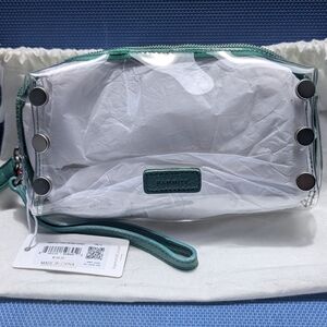 Hammitt Clear Wristlet Pouch with Green Trim